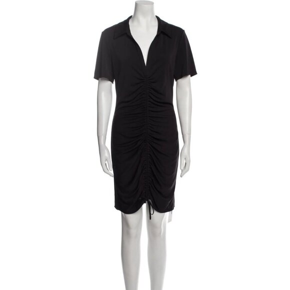 NWT Alice + Olivia Marsha Ruched V-Neck Mini Polo Tee Dress L #7997 - Picture 4 of 9